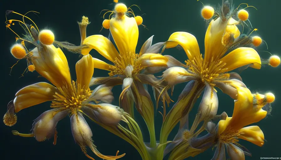 Imagen sobre es observar las flores. Las flores masculinas tienen un centro amarillo brillan