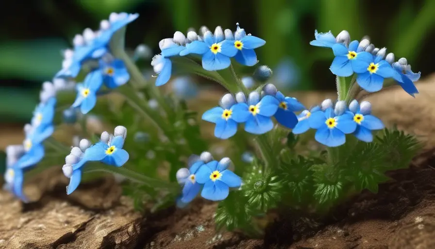 Imagen sobre lvido-me-no verdadero (Myosotis scorpioides), son conocidas por su crecimiento a