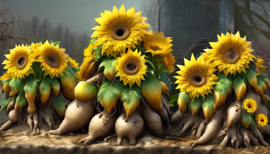 Girasoles: ¿Anuales o perennes? ¡Descúbrelo aquí! 3 Imagen sobre n de tubérculos y rizomas en sus raíces. Estos tubérculos y rizomas ayudan a la