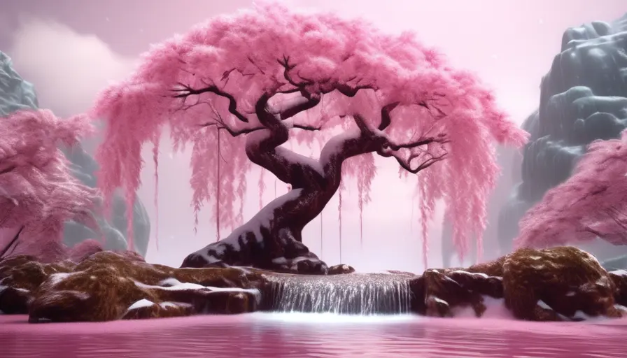 Imagen sobre o y forma del árbolEl cerezo llorón Pink Snow Showers es un árbol de tamaño me