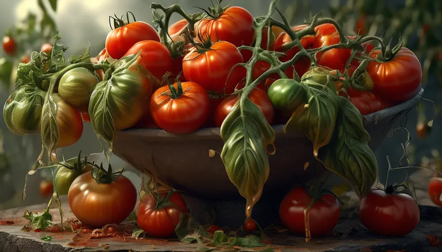 ¿Se pueden comer tomates con tizón? La verdad sobre la enfermedad del tomate 3 Imagen sobre tenderse hacia arriba.Pérdida de hojas: Las hojas pueden caerse de la planta, d