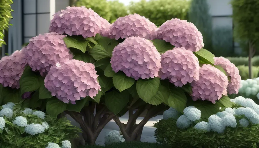 Imagen sobre usto nativo resistente con follaje similar a los robles, y la Hydrangea serrata.